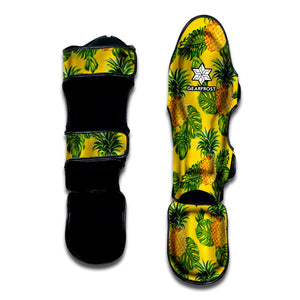 Yellow Tropical Pineapple Pattern Print Muay Thai Shin Guard