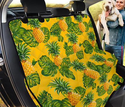 Yellow Tropical Pineapple Pattern Print Pet Car Back Seat Cover