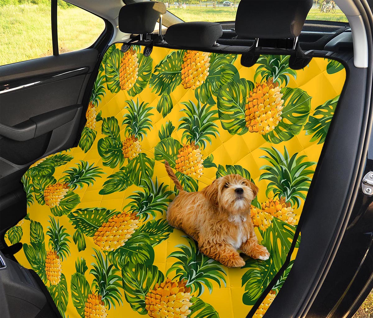 Yellow Tropical Pineapple Pattern Print Pet Car Back Seat Cover