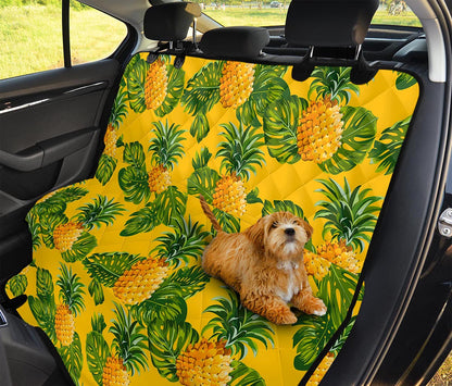 Yellow Tropical Pineapple Pattern Print Pet Car Back Seat Cover