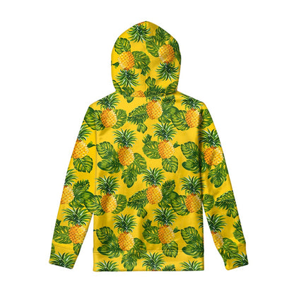 Yellow Tropical Pineapple Pattern Print Pullover Hoodie