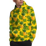 Yellow Tropical Pineapple Pattern Print Pullover Hoodie