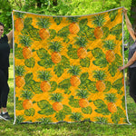 Yellow Tropical Pineapple Pattern Print Quilt
