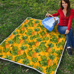 Yellow Tropical Pineapple Pattern Print Quilt