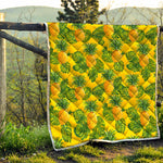 Yellow Tropical Pineapple Pattern Print Quilt