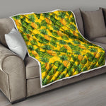 Yellow Tropical Pineapple Pattern Print Quilt