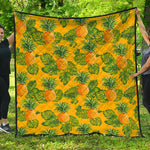 Yellow Tropical Pineapple Pattern Print Quilt
