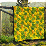 Yellow Tropical Pineapple Pattern Print Quilt