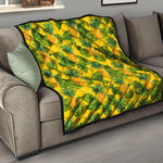 Yellow Tropical Pineapple Pattern Print Quilt