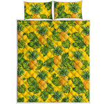 Yellow Tropical Pineapple Pattern Print Quilt Bed Set