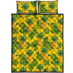 Yellow Tropical Pineapple Pattern Print Quilt Bed Set