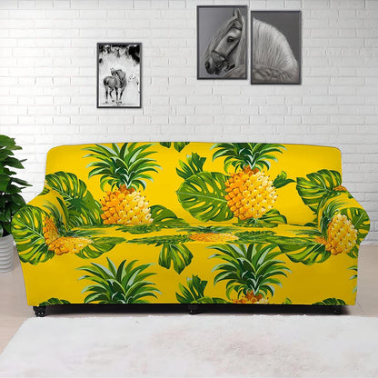 Yellow Tropical Pineapple Pattern Print Sofa Cover