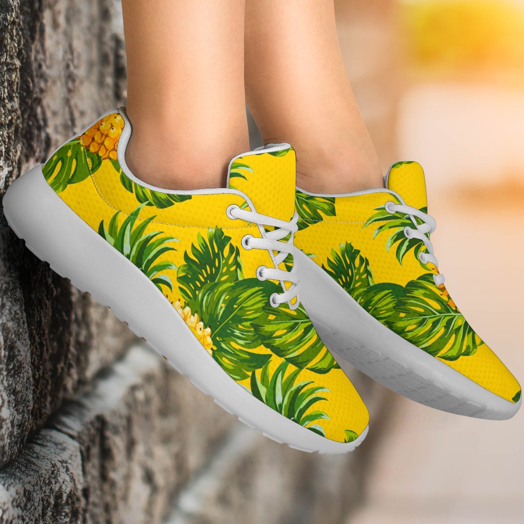 Yellow Tropical Pineapple Pattern Print Sport Shoes GearFrost