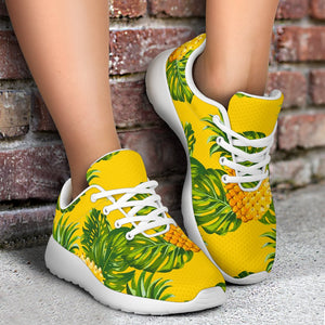 Yellow Tropical Pineapple Pattern Print Sport Shoes GearFrost