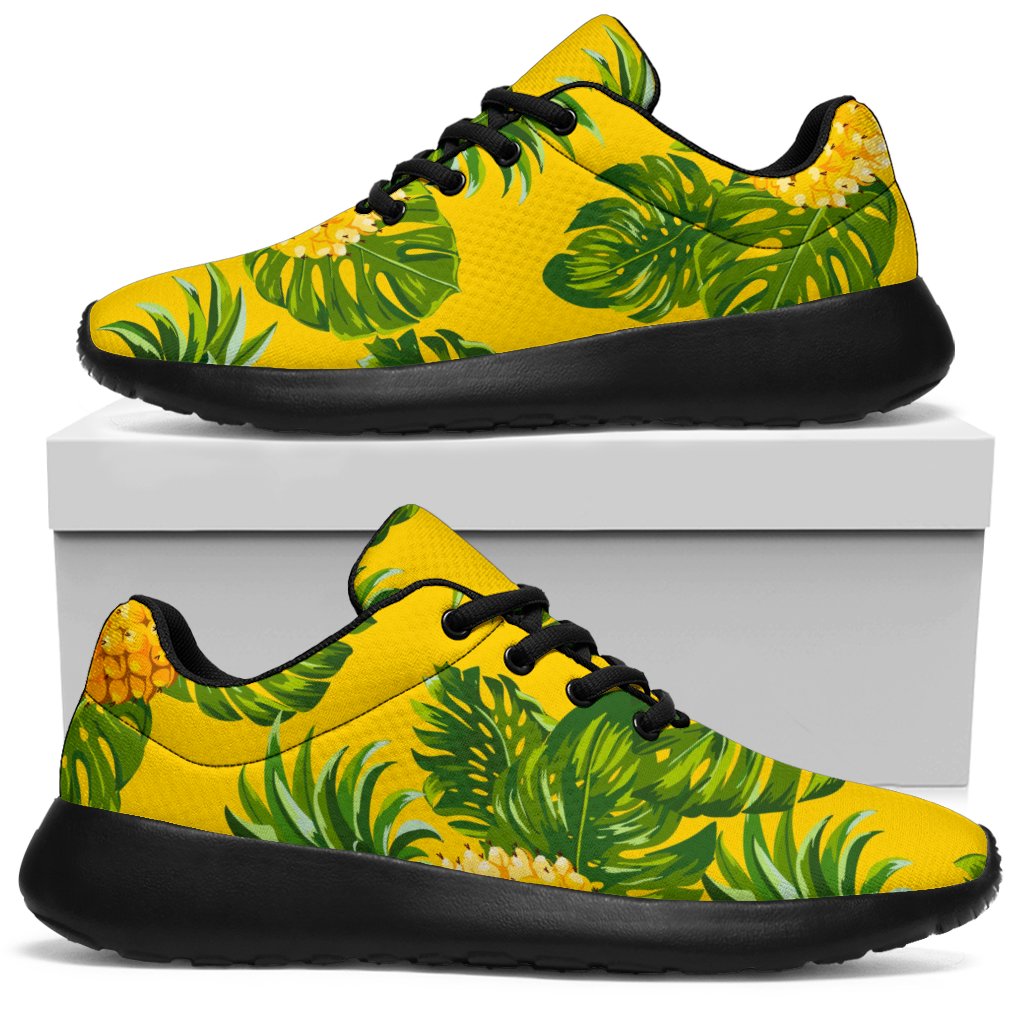 Yellow Tropical Pineapple Pattern Print Sport Shoes GearFrost