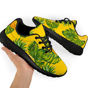 Yellow Tropical Pineapple Pattern Print Sport Shoes GearFrost