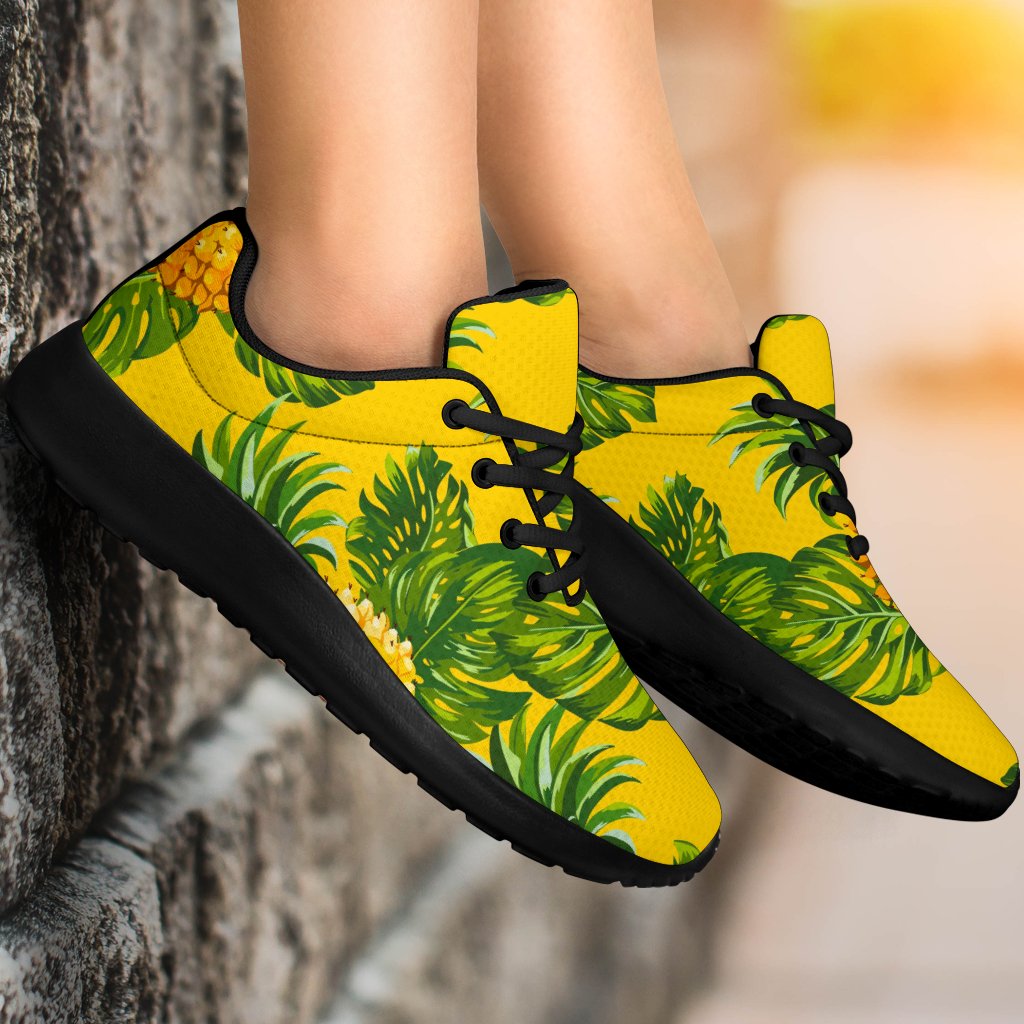 Yellow Tropical Pineapple Pattern Print Sport Shoes GearFrost