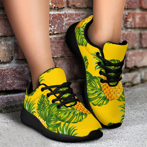 Yellow Tropical Pineapple Pattern Print Sport Shoes GearFrost