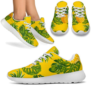 Yellow Tropical Pineapple Pattern Print Sport Shoes GearFrost