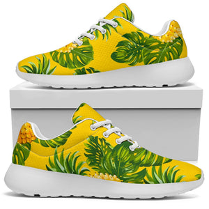 Yellow Tropical Pineapple Pattern Print Sport Shoes GearFrost