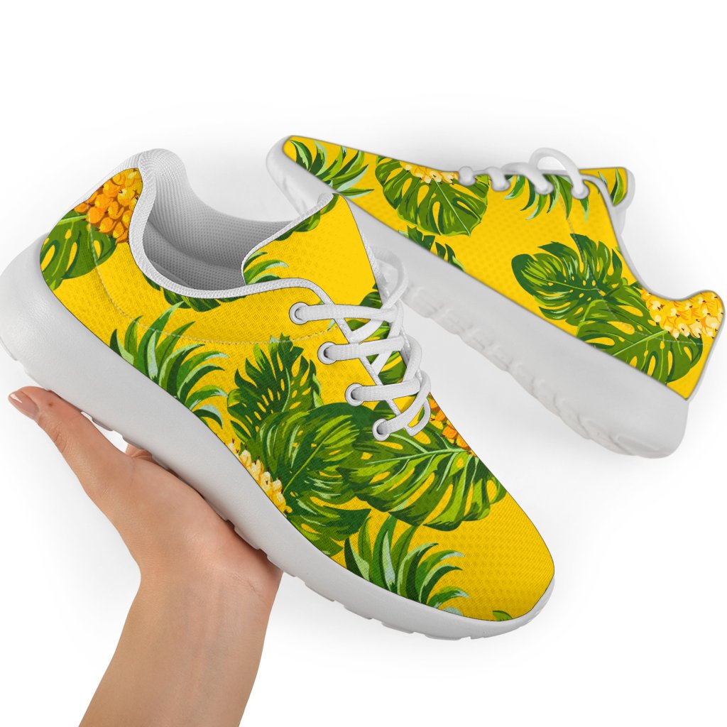 Yellow Tropical Pineapple Pattern Print Sport Shoes GearFrost