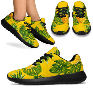 Yellow Tropical Pineapple Pattern Print Sport Shoes GearFrost