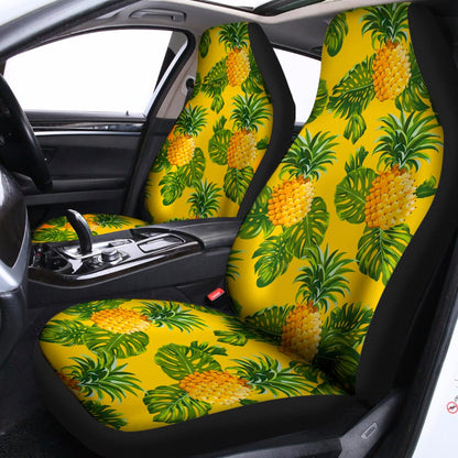 Yellow Tropical Pineapple Pattern Print Universal Fit Car Seat Covers