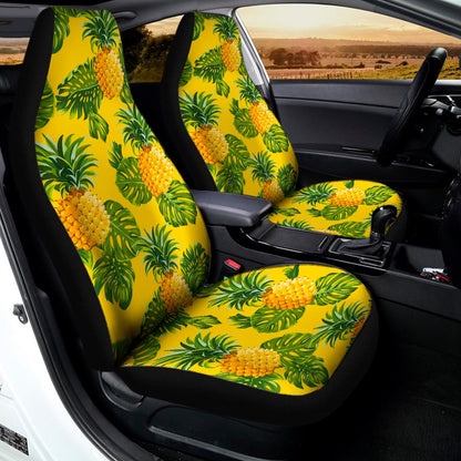 Yellow Tropical Pineapple Pattern Print Universal Fit Car Seat Covers