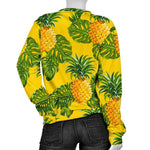 Yellow Tropical Pineapple Pattern Print Women's Crewneck Sweatshirt GearFrost