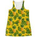 Yellow Tropical Pineapple Pattern Print Women's Racerback Tank Top
