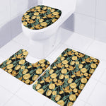 Yellow Tulip Floral Pattern Print 3 Piece Bath Mat Set