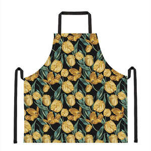 Yellow Tulip Floral Pattern Print Apron