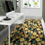 Yellow Tulip Floral Pattern Print Area Rug