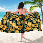 Yellow Tulip Floral Pattern Print Beach Sarong Wrap