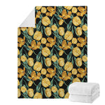 Yellow Tulip Floral Pattern Print Blanket