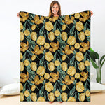 Yellow Tulip Floral Pattern Print Blanket