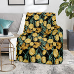 Yellow Tulip Floral Pattern Print Blanket