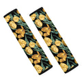 Yellow Tulip Floral Pattern Print Car Seat Belt Covers