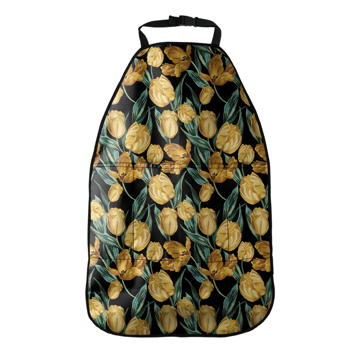Yellow Tulip Floral Pattern Print Car Seat Organizers