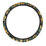 Yellow Tulip Floral Pattern Print Car Steering Wheel Cover