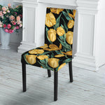 Yellow Tulip Floral Pattern Print Dining Chair Slipcover