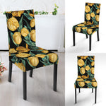 Yellow Tulip Floral Pattern Print Dining Chair Slipcover