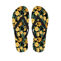 Yellow Tulip Floral Pattern Print Flip Flops