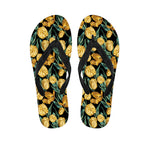 Yellow Tulip Floral Pattern Print Flip Flops