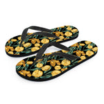 Yellow Tulip Floral Pattern Print Flip Flops