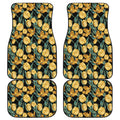 Yellow Tulip Floral Pattern Print Front and Back Car Floor Mats