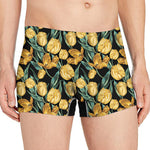 Yellow Tulip Floral Pattern Print Men's Boxer Briefs