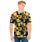 Yellow Tulip Floral Pattern Print Men's T-Shirt