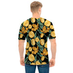 Yellow Tulip Floral Pattern Print Men's T-Shirt