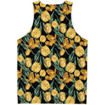 Yellow Tulip Floral Pattern Print Men's Tank Top